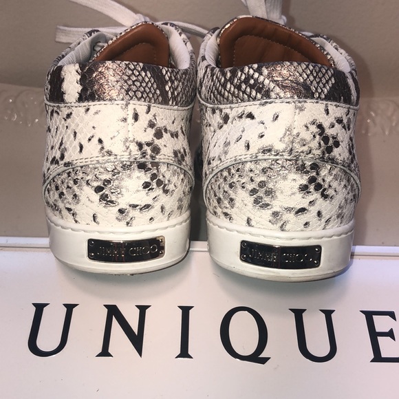 Jimmy Choo Miami Metallic Snake Leather Sneakers - Picture 5 of 10
